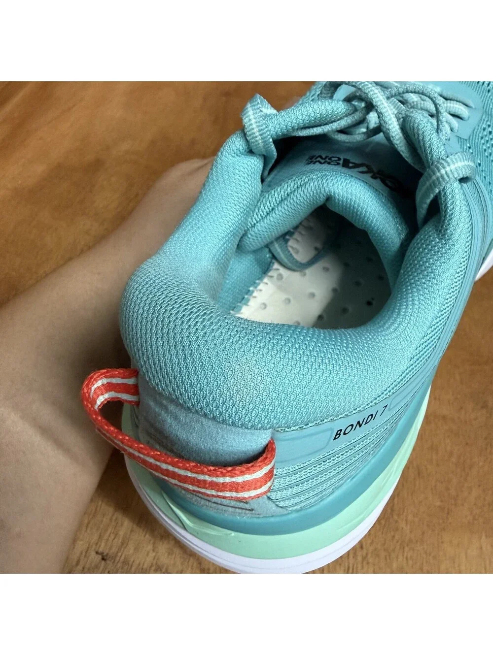 Hoka One One Bondi 7 Womens Sz 7 Blue Fog Running Shoes 1110519 AEBL *No Insoles